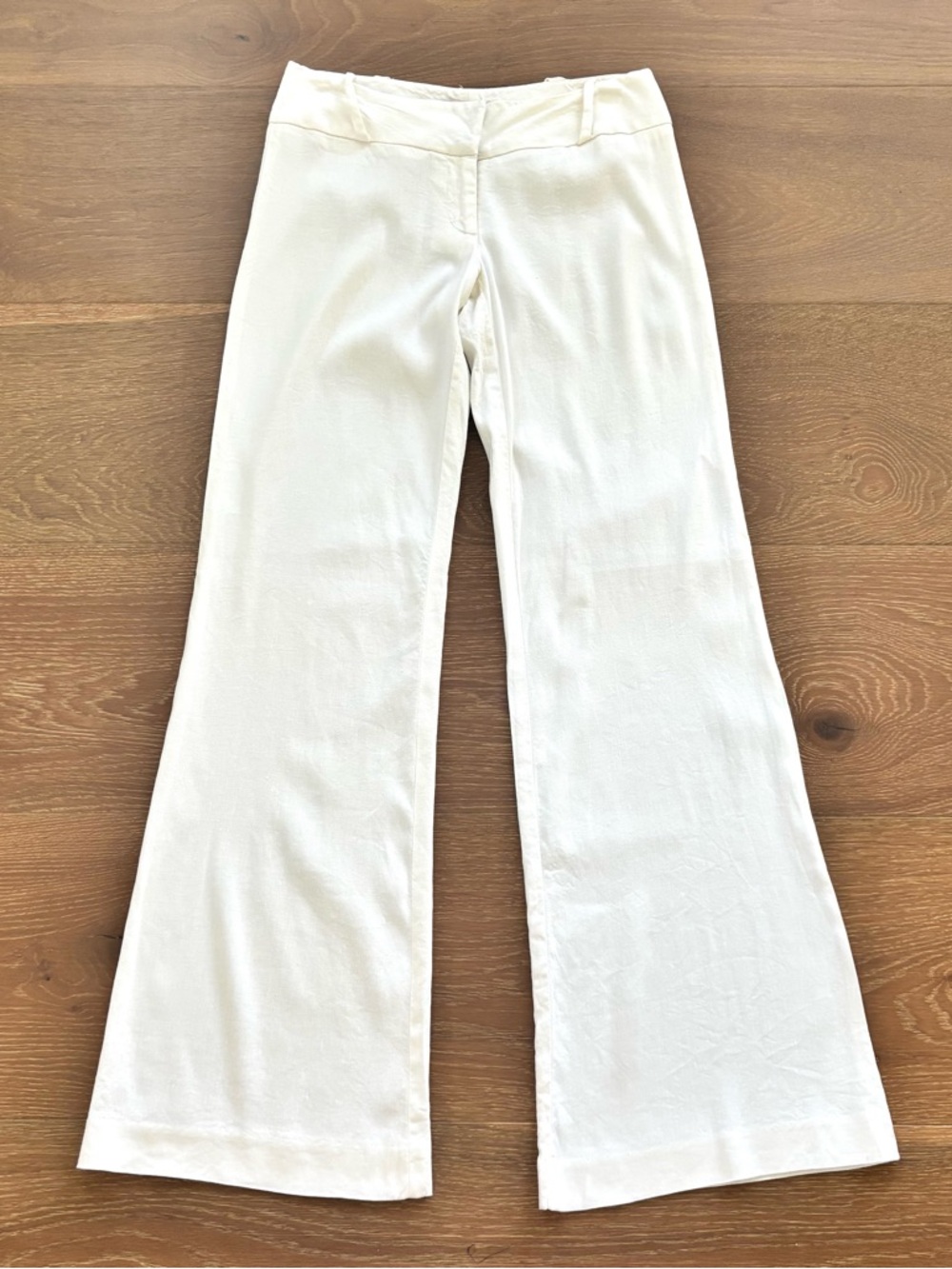 BEBE Women’s White Linen Wide Leg Pants Size 4. Made in USA